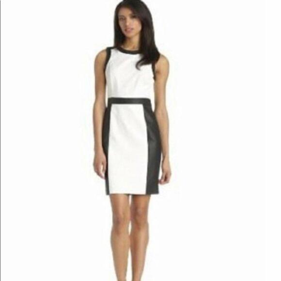 Vince Camuto Dresses & Skirts - LKNW Faux Leather sleeveless dress vince camuto black white 6 (G15)